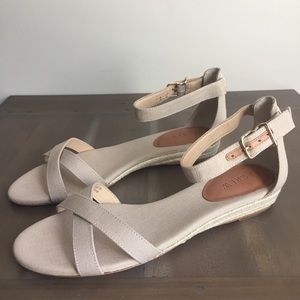 J CREW open toe small wedge canvas sandals